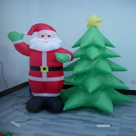 2023 New 7FT Inflatable Christmas Gingerbread Man with Christmas Tree Decoration LED Blow up Lighted Decor