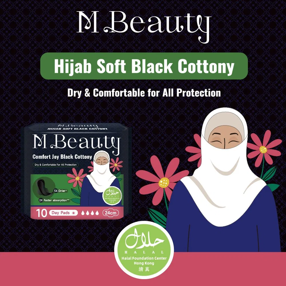 M Beauty Wholesale Black Non-Woven Fabric Sanitary Napkins for Comfortable Women′ S Health Care Pad
