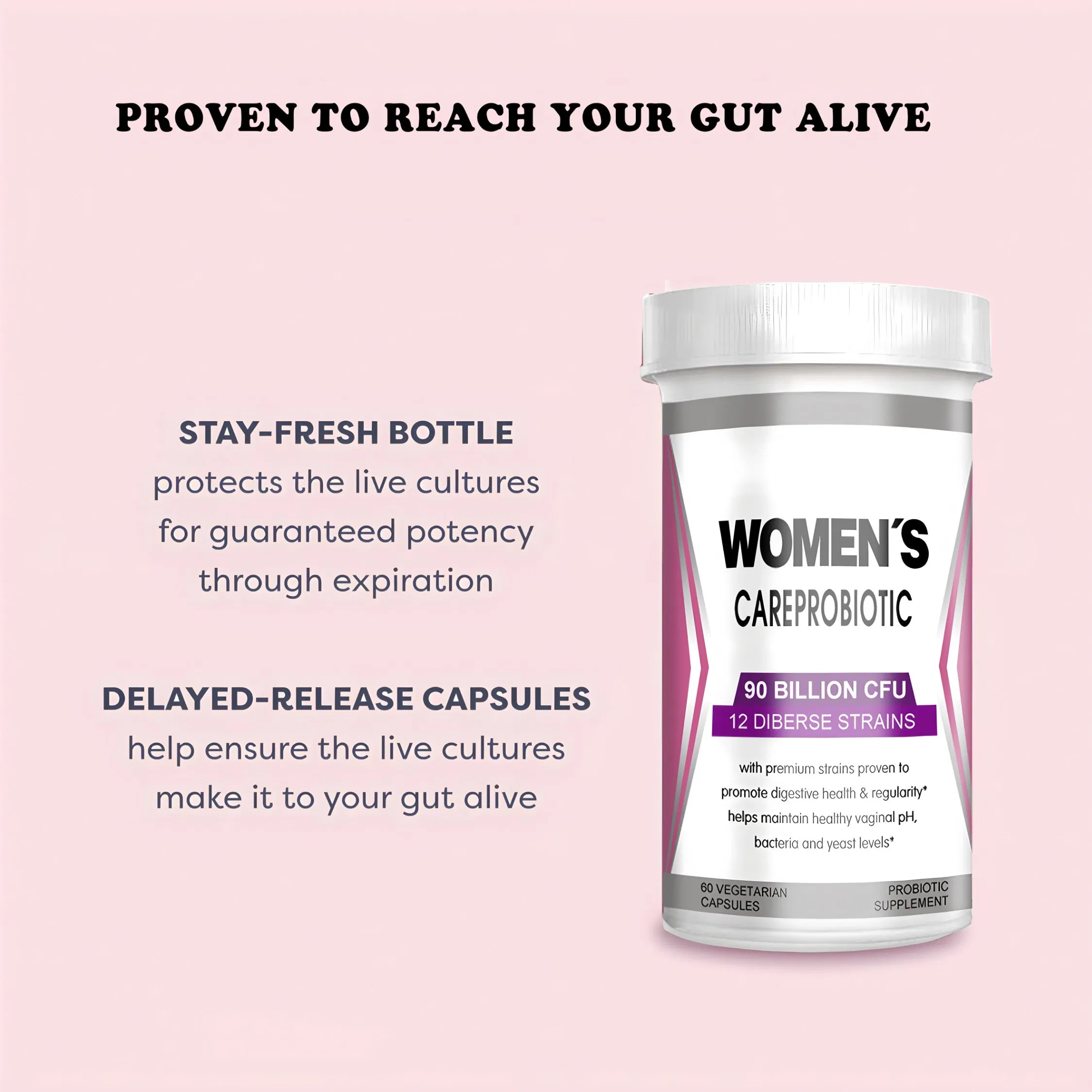 OEM ODM Custom Vegan Women's Probiotic Capsules Vaginal Health &amp; Immune Support Supplement