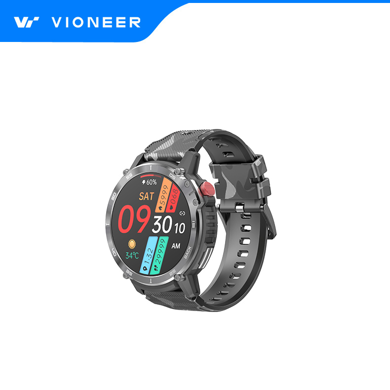 Vioneer Global Sales Outdoor IP Waterproof Long Battery Standby Large Round Screen Health Data Sports Monitoring Bluetooth Call Message Notification Smartwatch