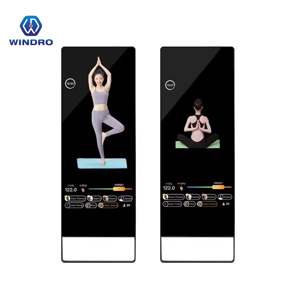 55-Inch Hot Sale Intelligent Gym Mirror Capacitive Touch Digital Signage Interactive Health Full Body Indoor Sport for Yoga Photo Video Display