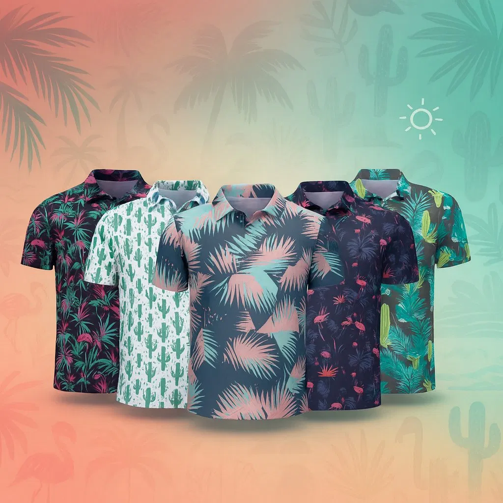 OEM Design Men's Performance Luxury Golf Polo Shirts 100% Polyester Full Sublimation Printing Breathable Golf Polo T-Shirts