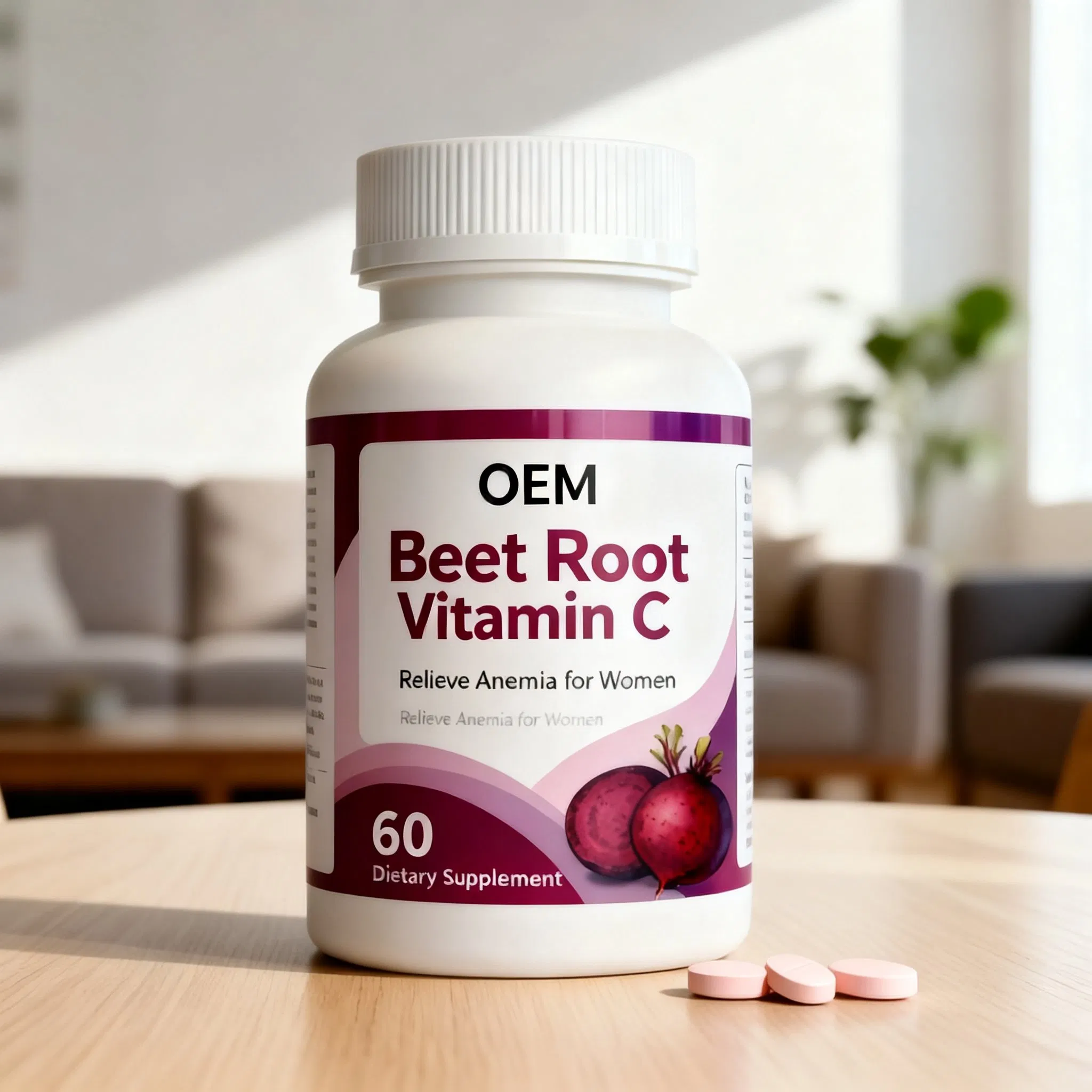 Vitamin C and Beet Root Tablets Dietary Supplements Support Health Relieve Anemia for Women