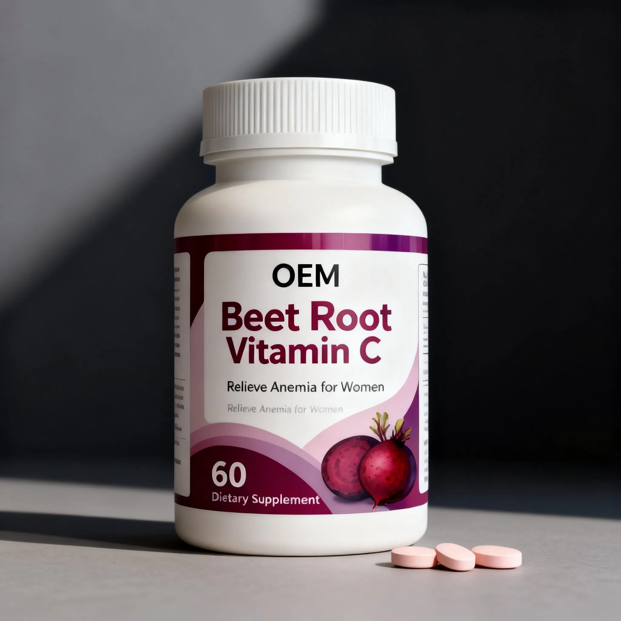 Vitamin C and Beet Root Tablets Dietary Supplements Support Health Relieve Anemia for Women