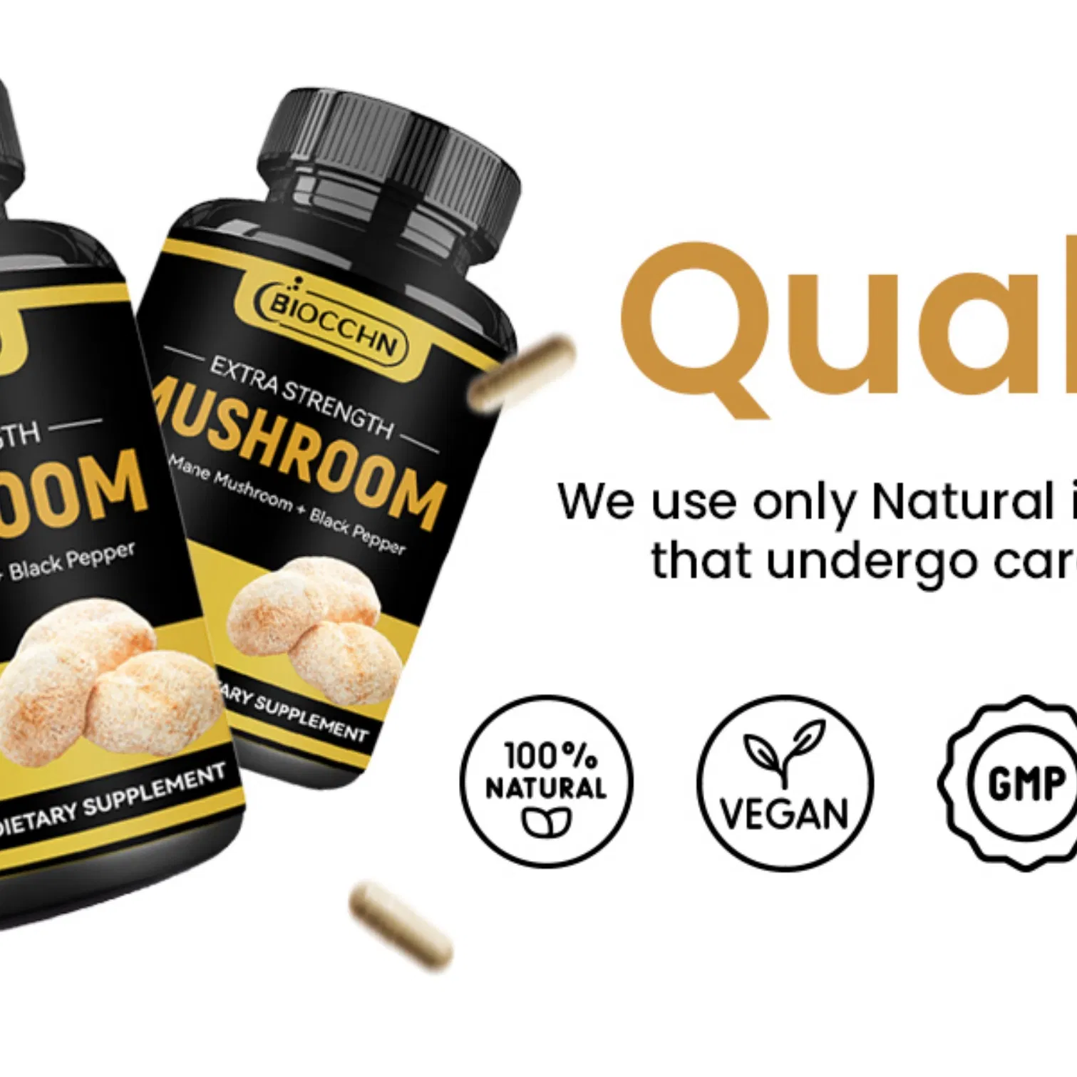 Organic Long-Lasting Multi-Function New Energy Lions Mane Capsules for Men &amp; Women for Mental Health