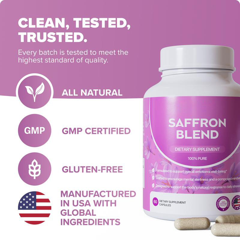 Saffron Supplement [88mg] for Mental Clarity, Digestion, Positive Mood &amp; Blue Light Eye Health