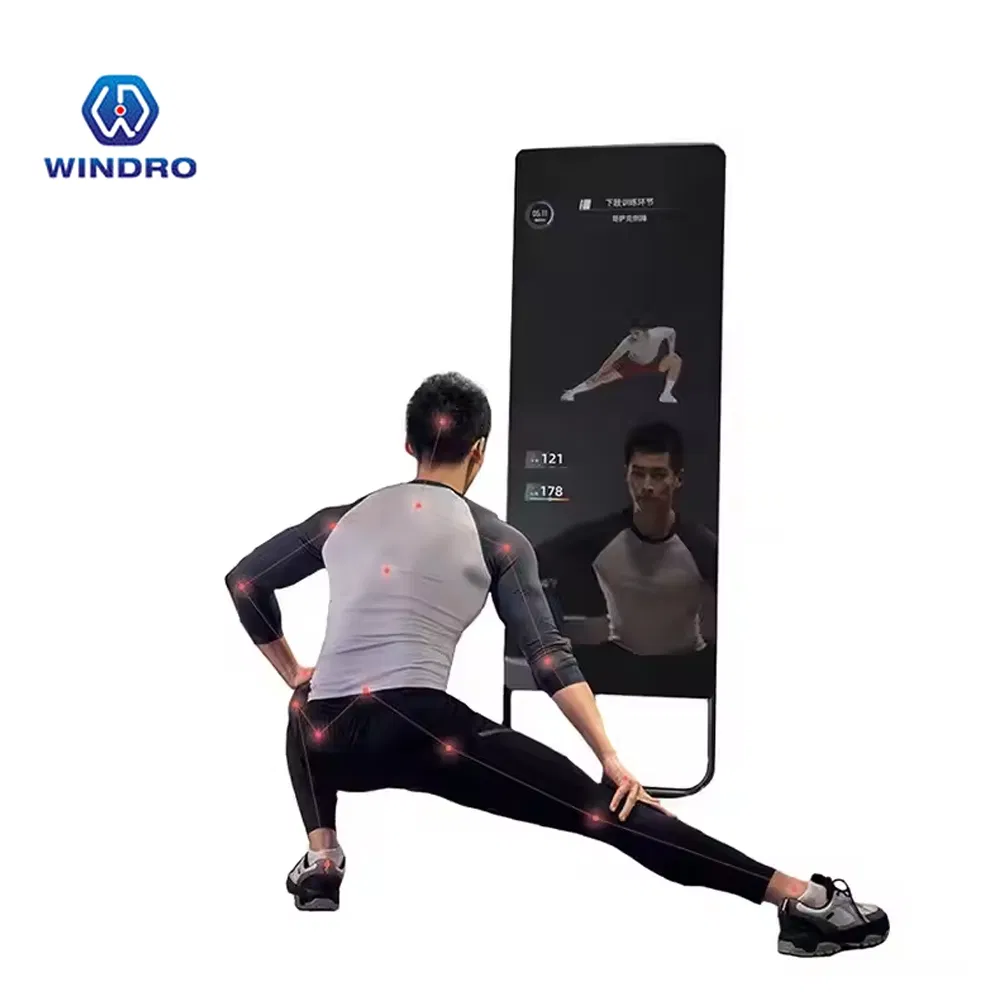 55-Inch Hot Sale Intelligent Gym Mirror Capacitive Touch Digital Signage Interactive Health Full Body Indoor Sport for Yoga Photo Video Display
