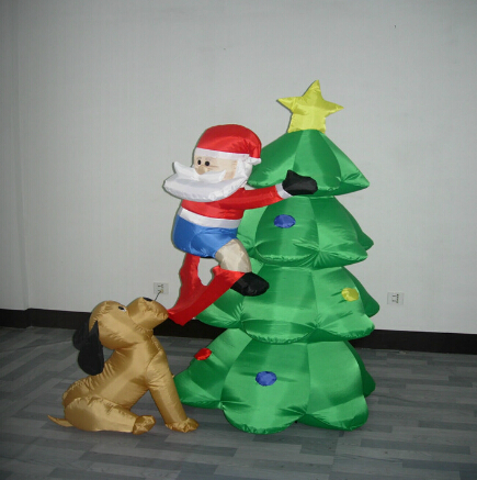 2023 New 7FT Inflatable Christmas Gingerbread Man with Christmas Tree Decoration LED Blow up Lighted Decor