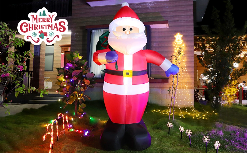 2023 Giant Inflatable Christmas Decorations Outdoor Inflatables Christmas Sacred Old Man Flying on Airplane