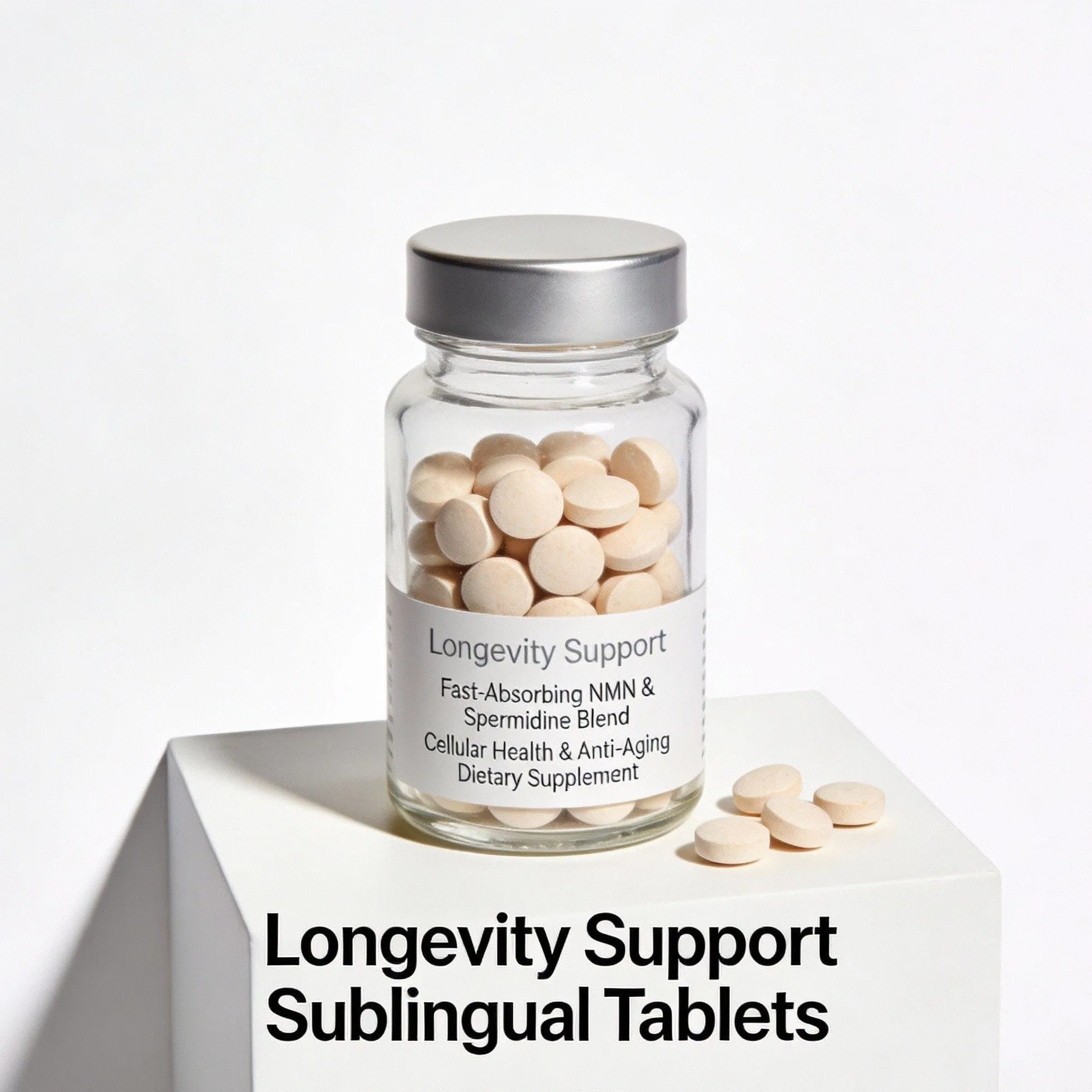 Longevity Support Sublingual Tablets: Fast-Absorbing Nmn &amp; Spermidine Blend for Cellular Health and Anti-Aging Dietary Supplement