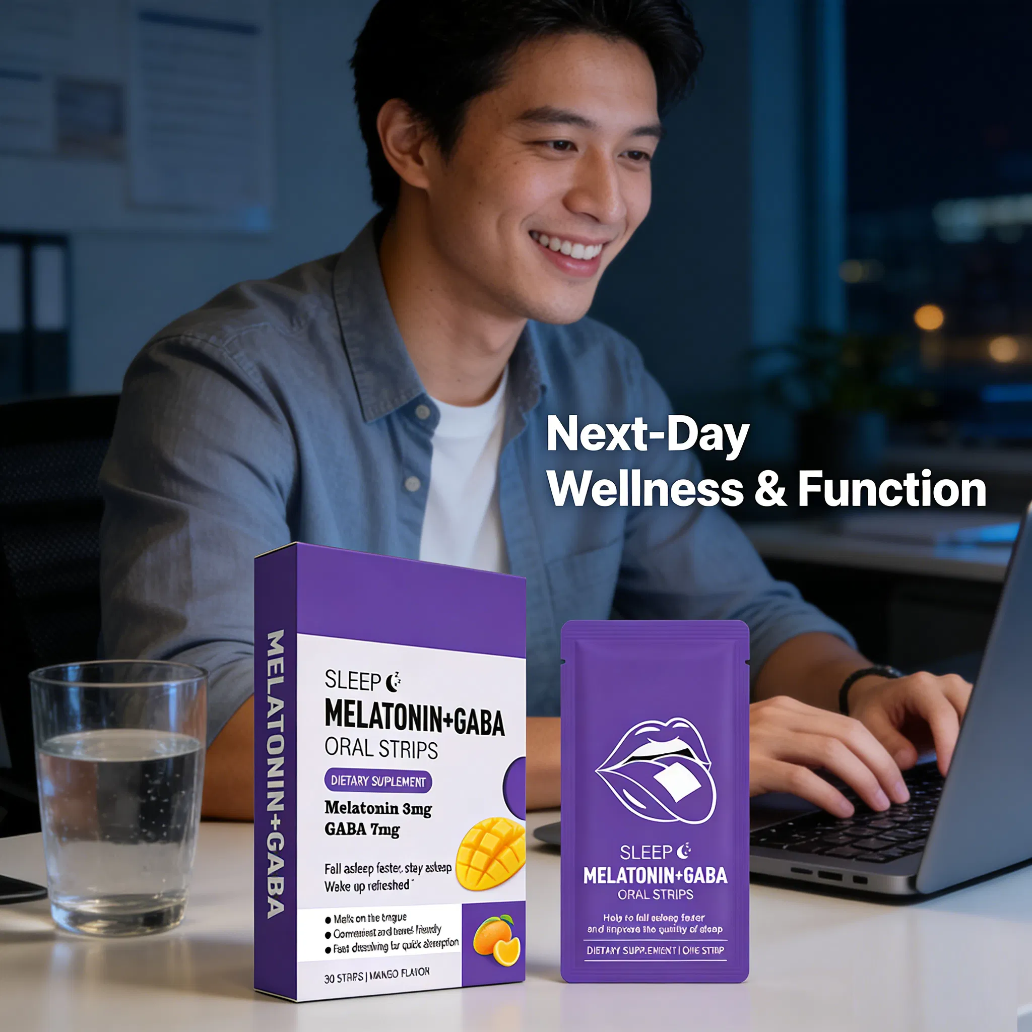 Health Food Supplement: Sleep Support with Melatonin and Theanine GABA