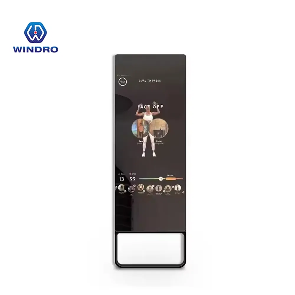 55-Inch Hot Sale Intelligent Gym Mirror Capacitive Touch Digital Signage Interactive Health Full Body Indoor Sport for Yoga Photo Video Display