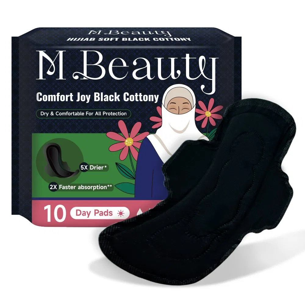 M Beauty Wholesale Black Non-Woven Fabric Sanitary Napkins for Comfortable Women′ S Health Care Pad