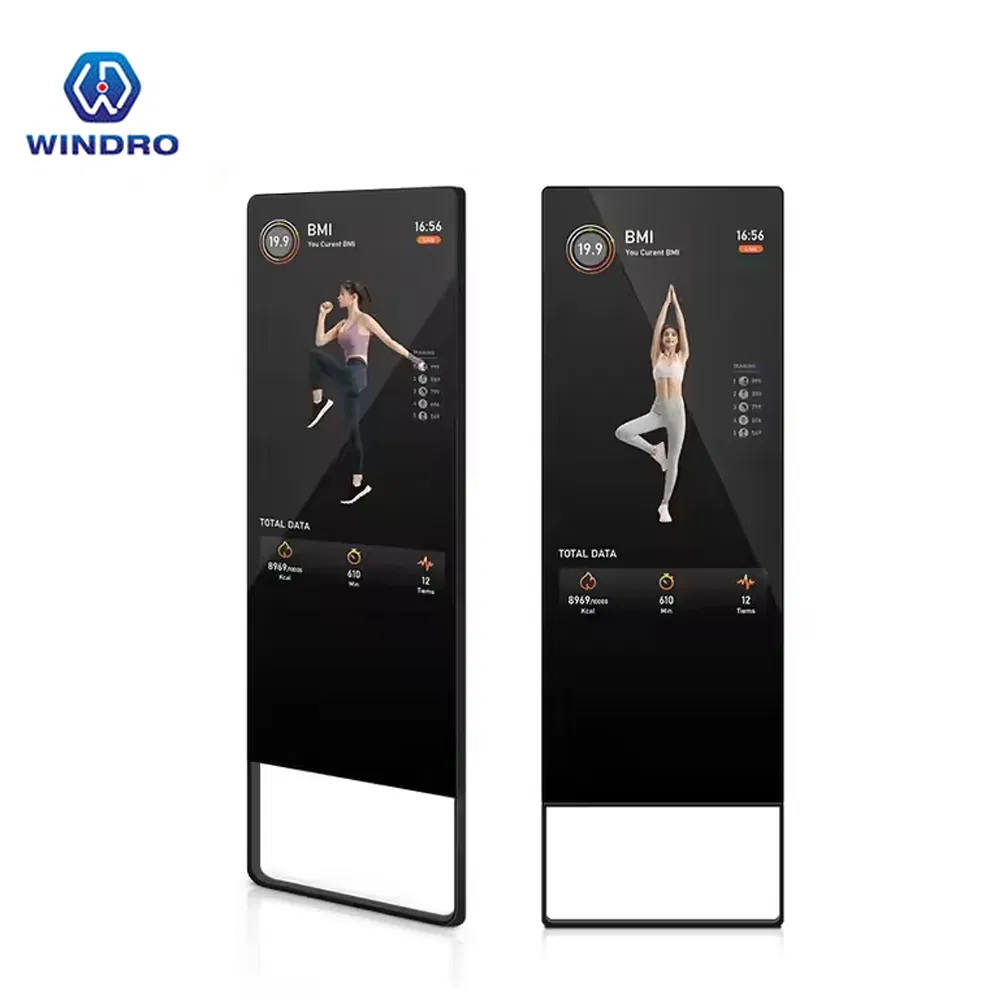 55-Inch Hot Sale Intelligent Gym Mirror Capacitive Touch Digital Signage Interactive Health Full Body Indoor Sport for Yoga Photo Video Display