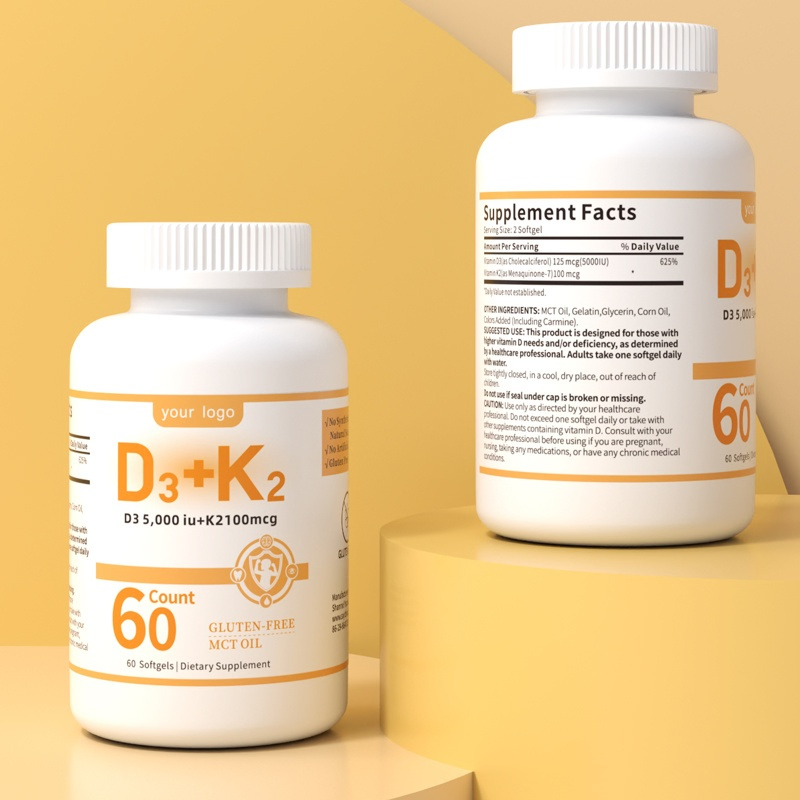 Customized Vitamin D3&K2 Softgels with Coconut Oil for Immune Health