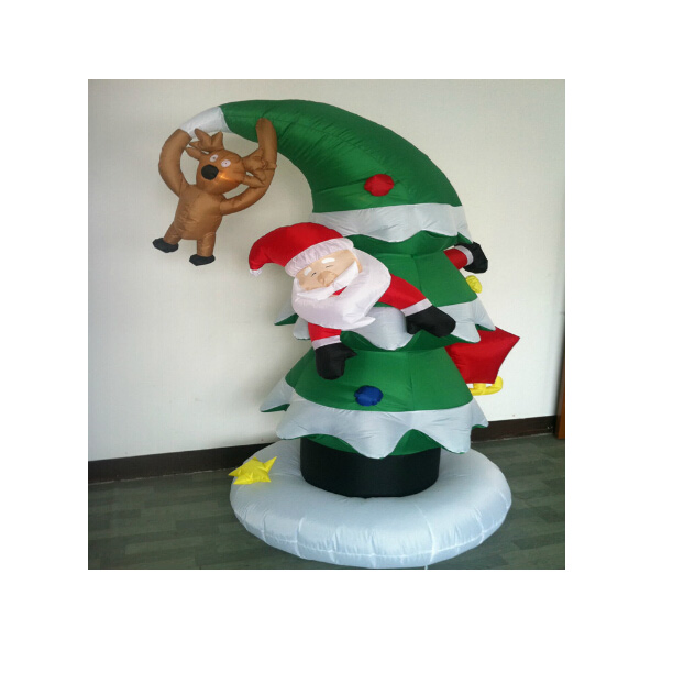 2023 New 7FT Inflatable Christmas Gingerbread Man with Christmas Tree Decoration LED Blow up Lighted Decor