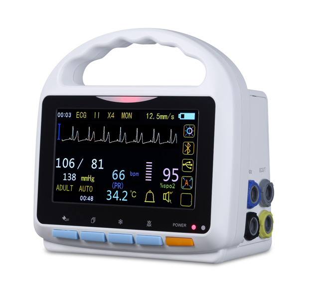 Telehealth Medical Multi Parameter ICU Cardiac Patient Monitor with Trolley