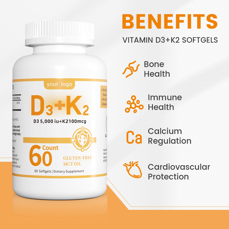 Customized Vitamin D3&K2 Softgels with Coconut Oil for Immune Health