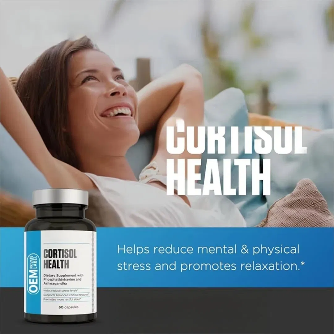 OEM Dietary Supplements Reducing Cortisol Manager Cortisol Health Capsule with Ashwagandha &amp; Phosphatidylserine for Women Men