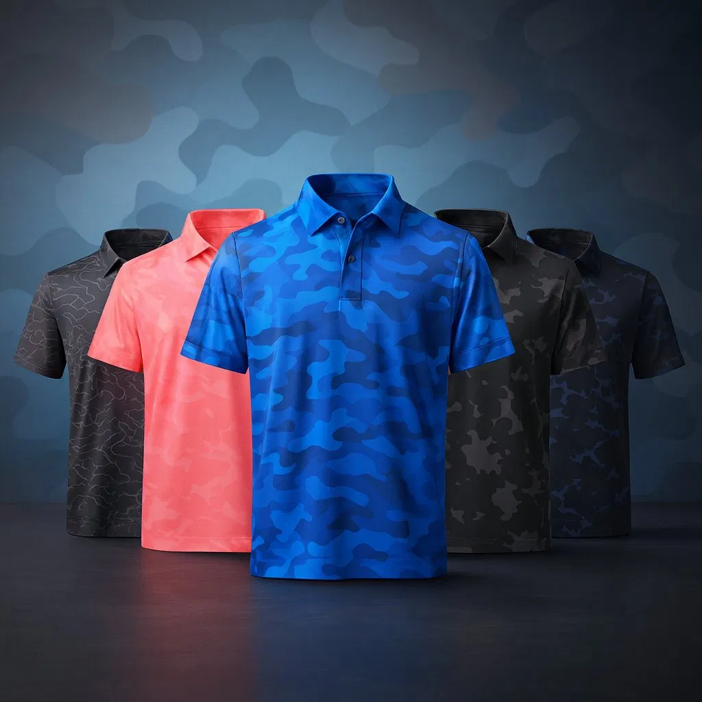 OEM Design Men's Performance Luxury Golf Polo Shirts 100% Polyester Full Sublimation Printing Breathable Golf Polo T-Shirts