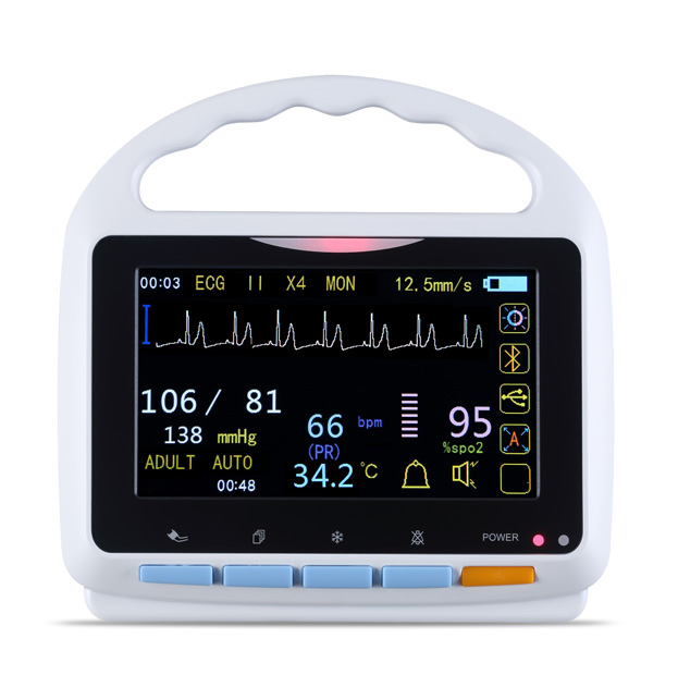 Telehealth Medical Multi Parameter ICU Cardiac Patient Monitor with Trolley