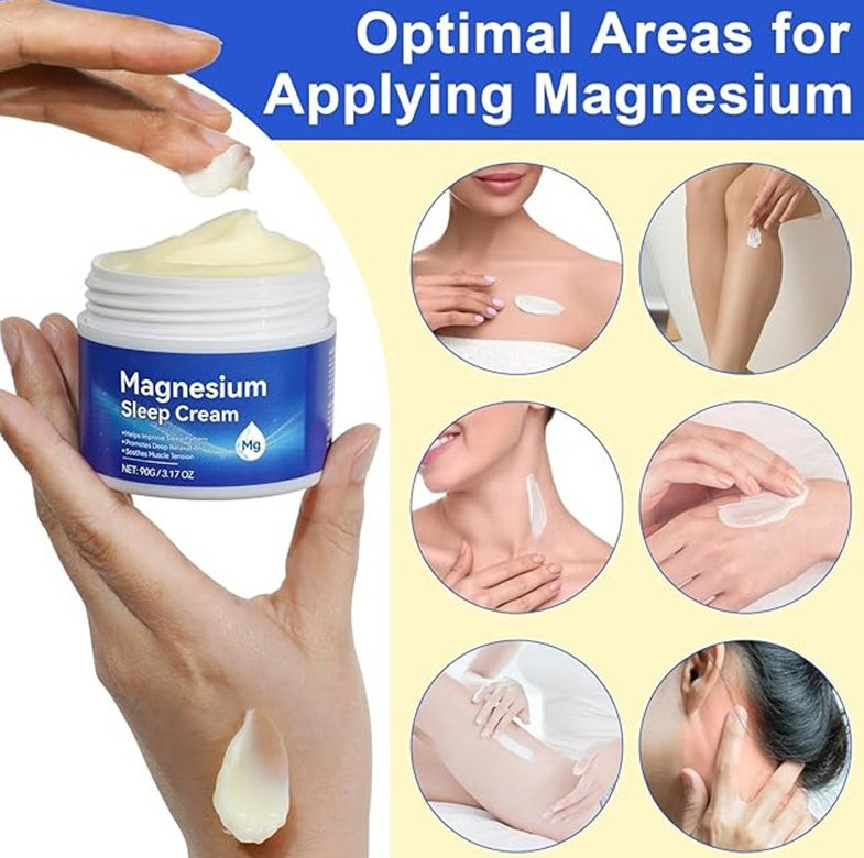 Online Wholesale and Retail Magnesium Sleep Cream Help Sleep Deep Relaxation Soothes Muscles Tension Supports Heart Health Non Greasy Cream