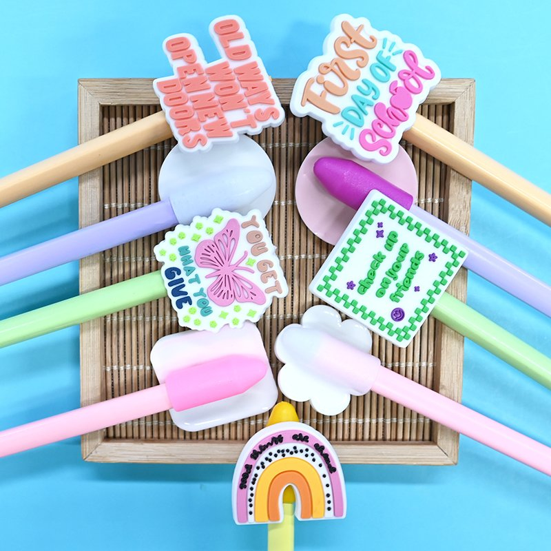 Wholesale Custom Silicone Shapes Corporate Wellness Programs Employee Productivity Tools Bulk Pencil Toppers