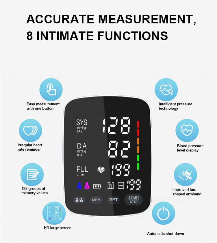 Bluetooth Arm Type Blood Pressure Monitor Telehealth Telemedicine API/Sdk WiFi IoT Sphygmomanometer
