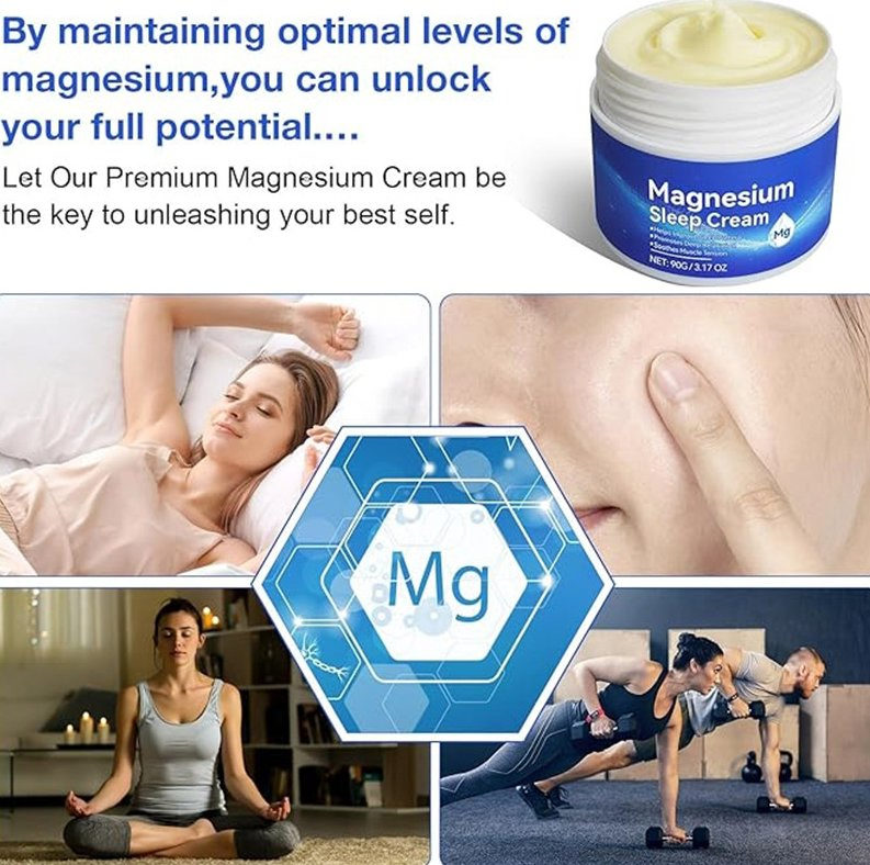 Online Wholesale and Retail Magnesium Sleep Cream Help Sleep Deep Relaxation Soothes Muscles Tension Supports Heart Health Non Greasy Cream