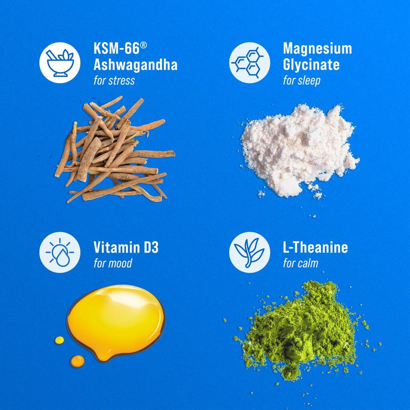 Calming Drink Mix with Ksm-66 Ashwagandha, Vitamin D3, Magnesium &amp; L-Theanine - Supports Cortis