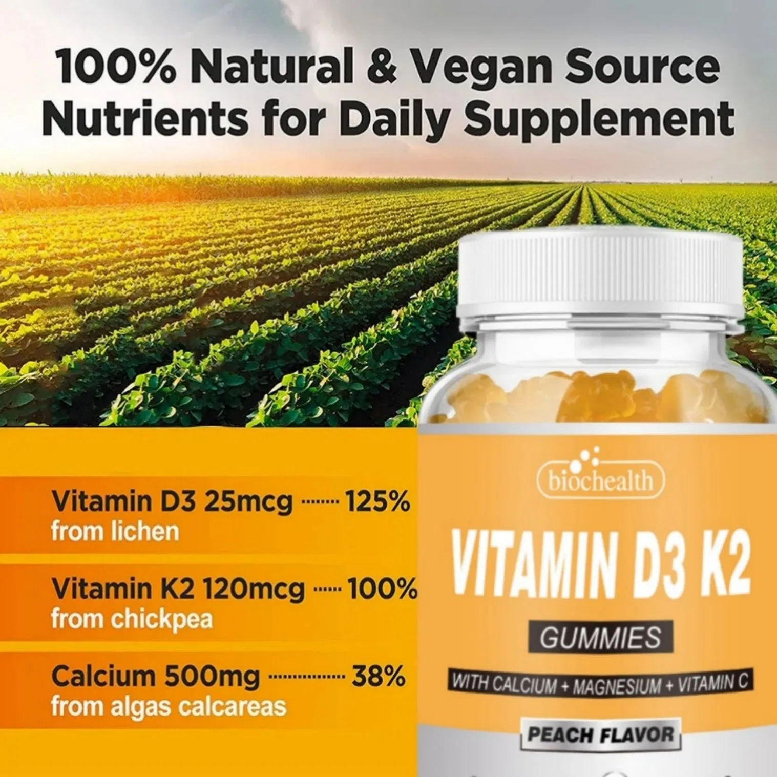 Low MOQ High Efficient Delicious Low Sugar Functional Vitamin D Gummies with GMP Certified for Health