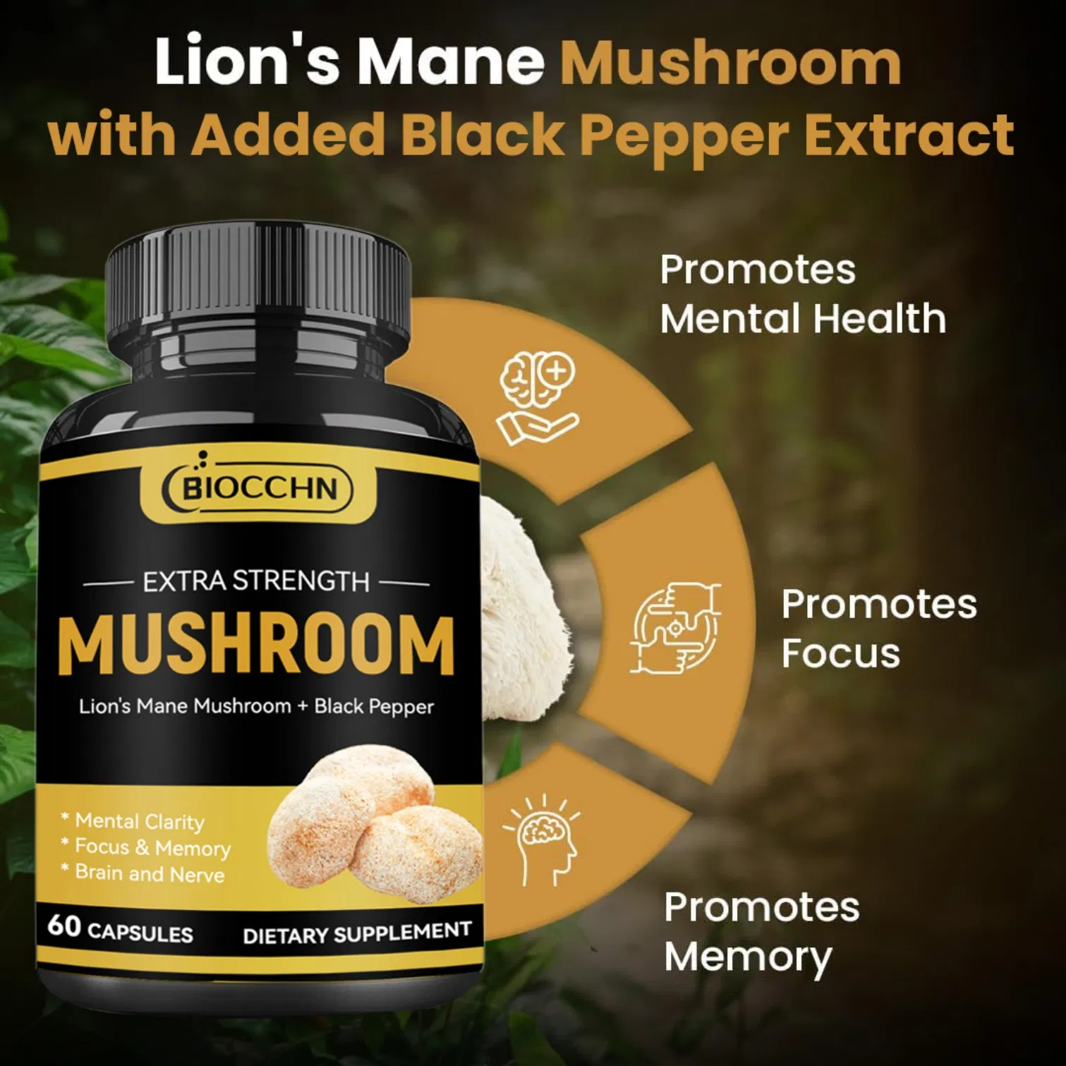Organic Long-Lasting Multi-Function New Energy Lions Mane Capsules for Men &amp; Women for Mental Health
