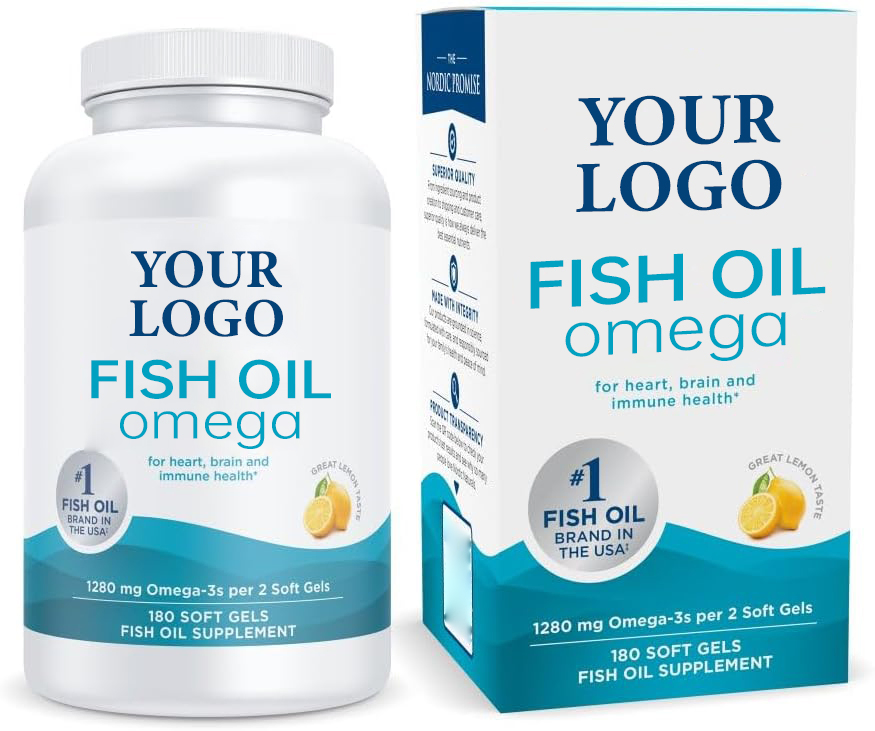 OEM/ODM Lemon Flavor No Fishy Aftertaste Immune Support Heart &amp; Brain Health EPA + DHA High Absorption 1280mg Omega-3 High-Purity Deep Sea Fish Oil Softgels