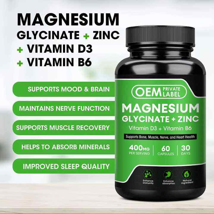 Biochealth GMP Halal Magnesium Complex Capsules with Magnesium Glycinate Zinc Vitamin B6 D3 for Sleep, Bone and Muscle Health