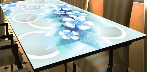 Digital Print Bar Table Beach Glass Table Dinner Table Toughened Silk-Screen Printed Desk Glass Ceramic Frit Table Top Glass