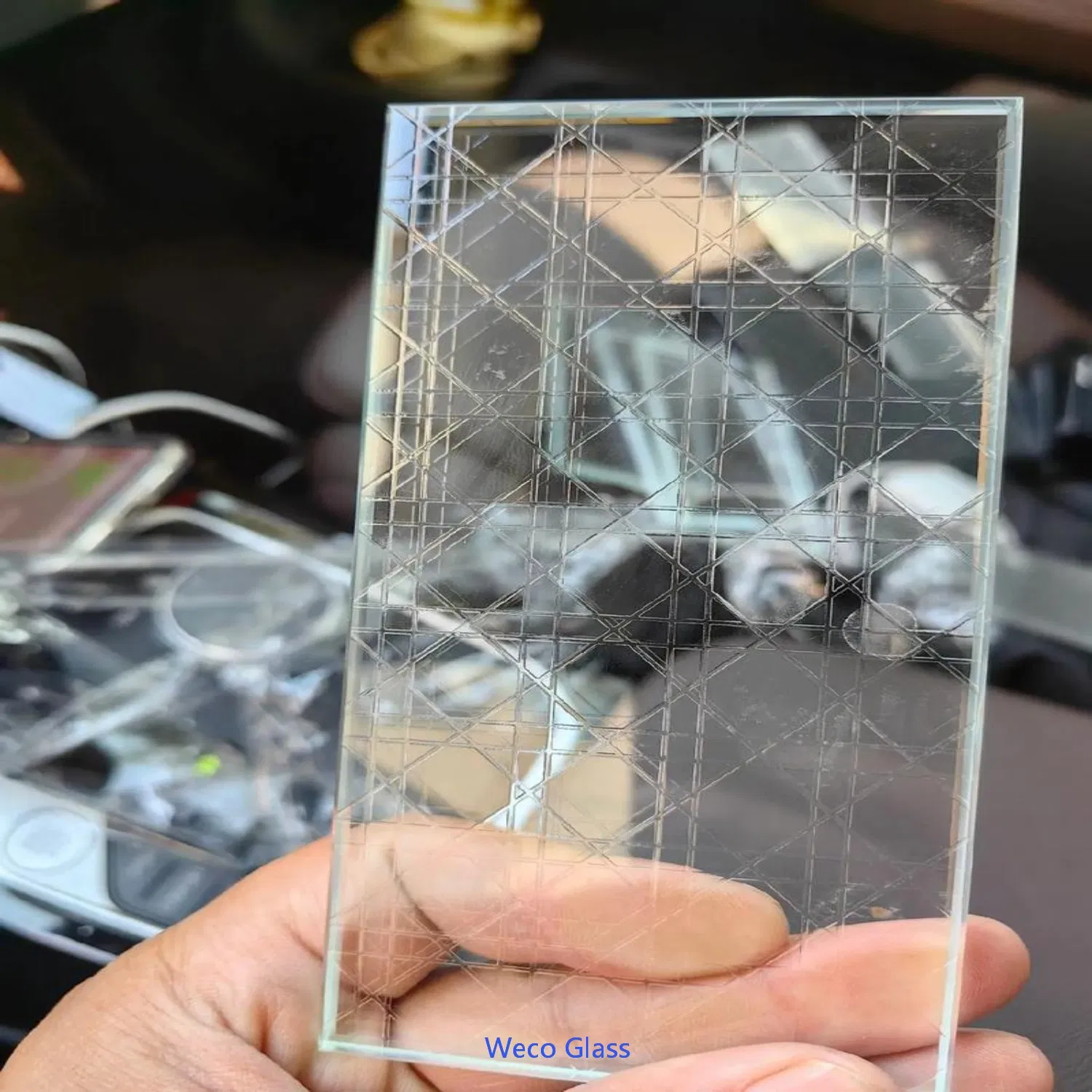 Laminated Frosted Patterned Art Glass Acid Etched Glass for Bathroom Doors