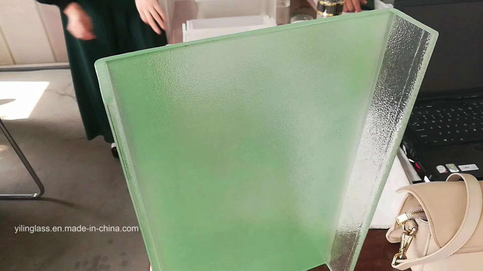 Tempered Tinted Blue U Channel Glass