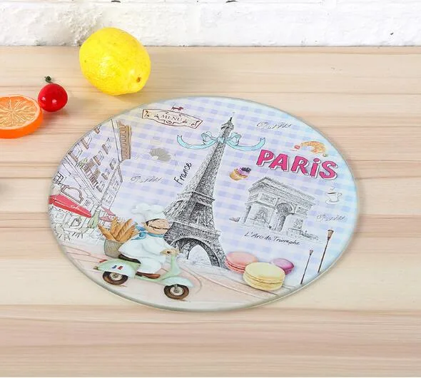 Digital Print Glass Cutting Board with Customized Design Round Shape/Rectangular Shape High Quality
