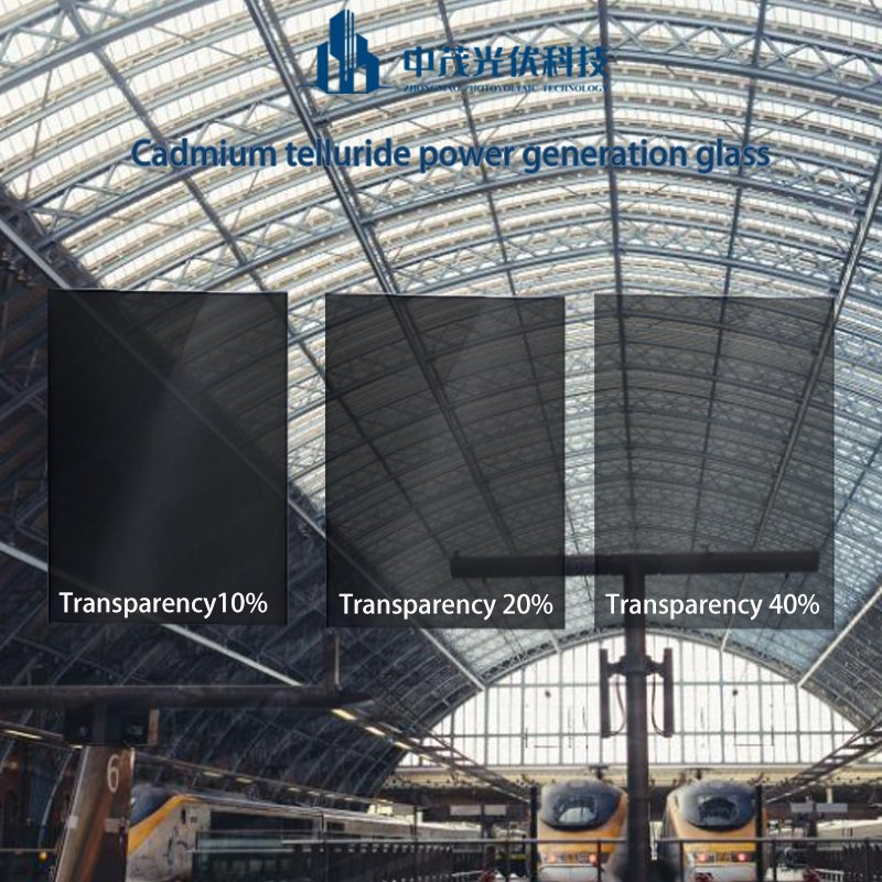 BIPV Cdte Solar Roof Tiles with Transparent Photovoltaic Glass Windows Complete Power System for Commercial Buildings and Villas