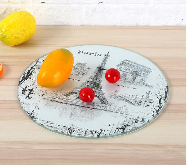 Digital Print Glass with Lead-Free Imported Ink /Round Shape Glass Cutting Board Best Price