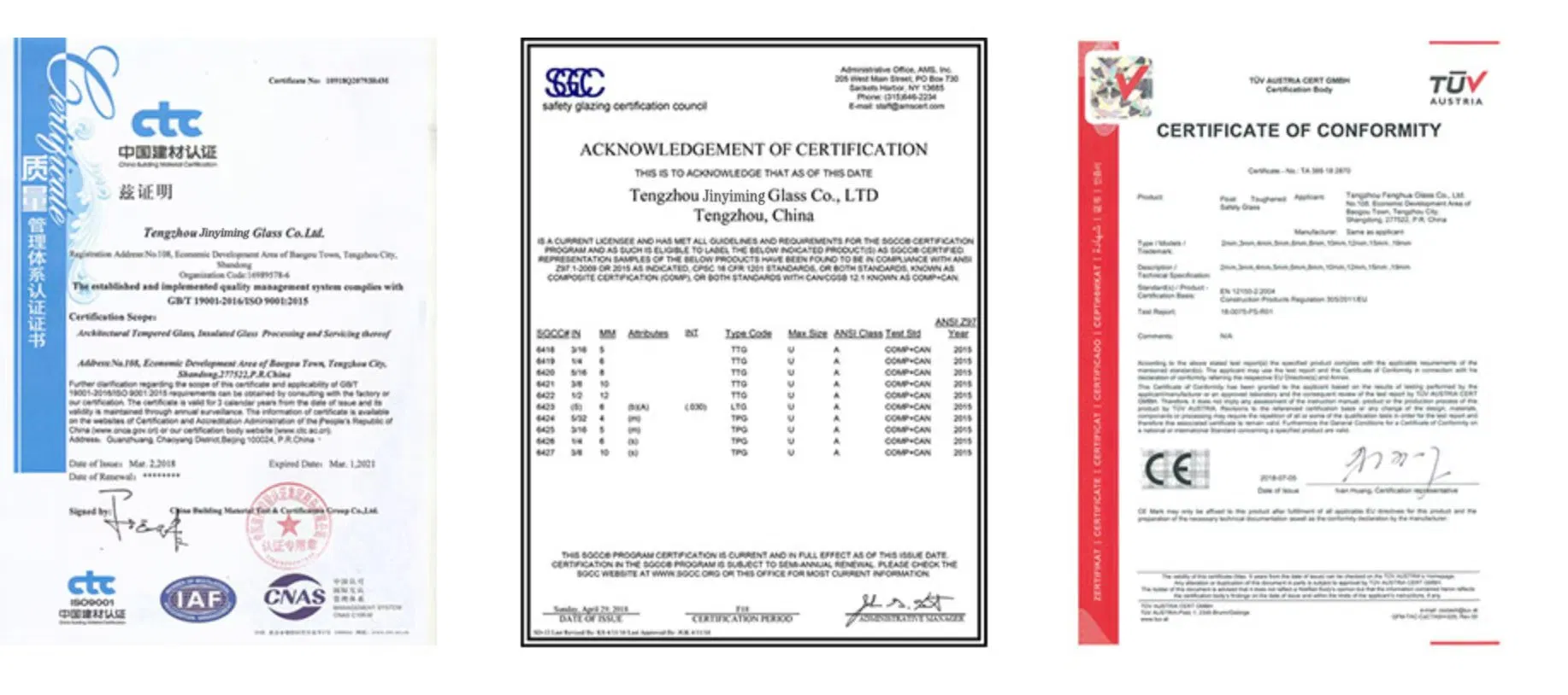 Glass Certifications