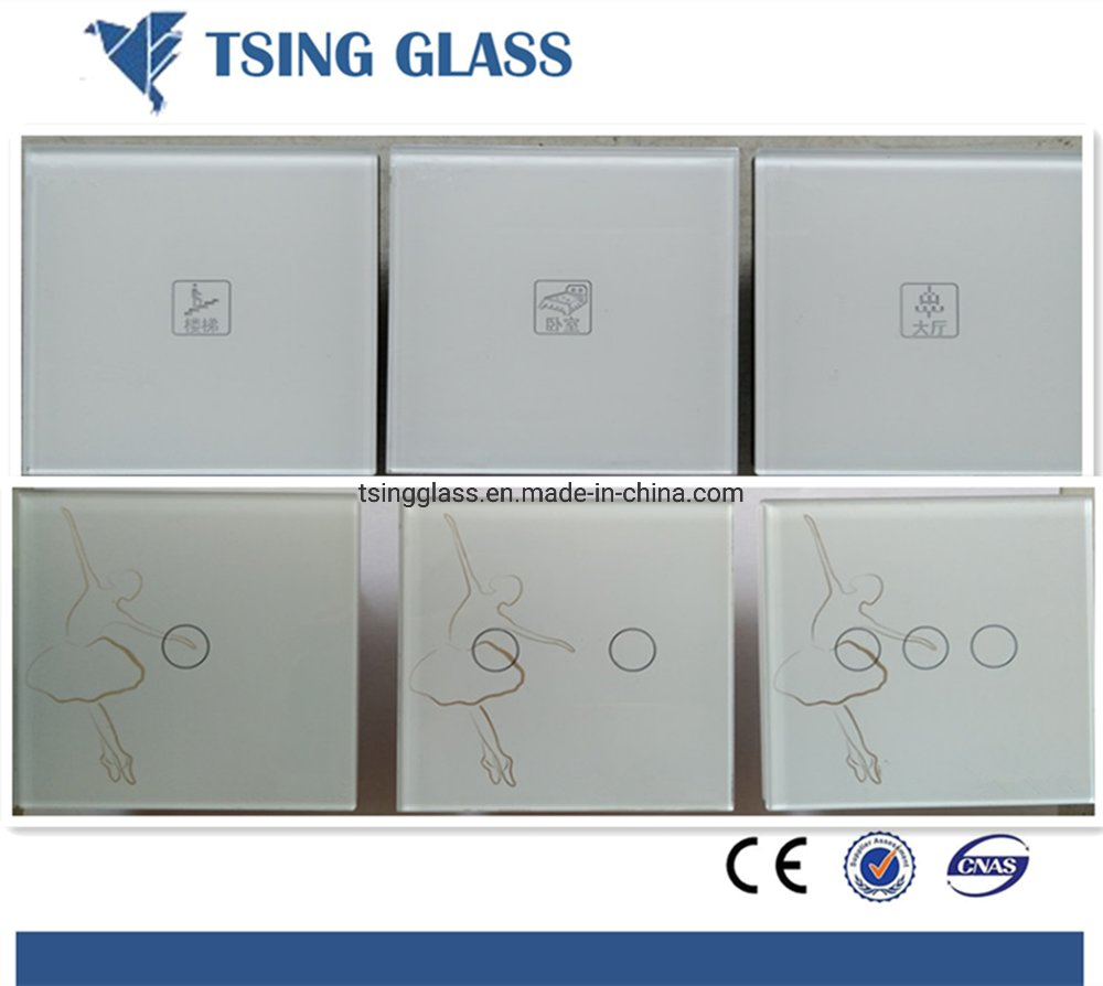 Tempered Silk Screen Glass Frame with Printing Printed for Light Switch Ultra Clear Glass