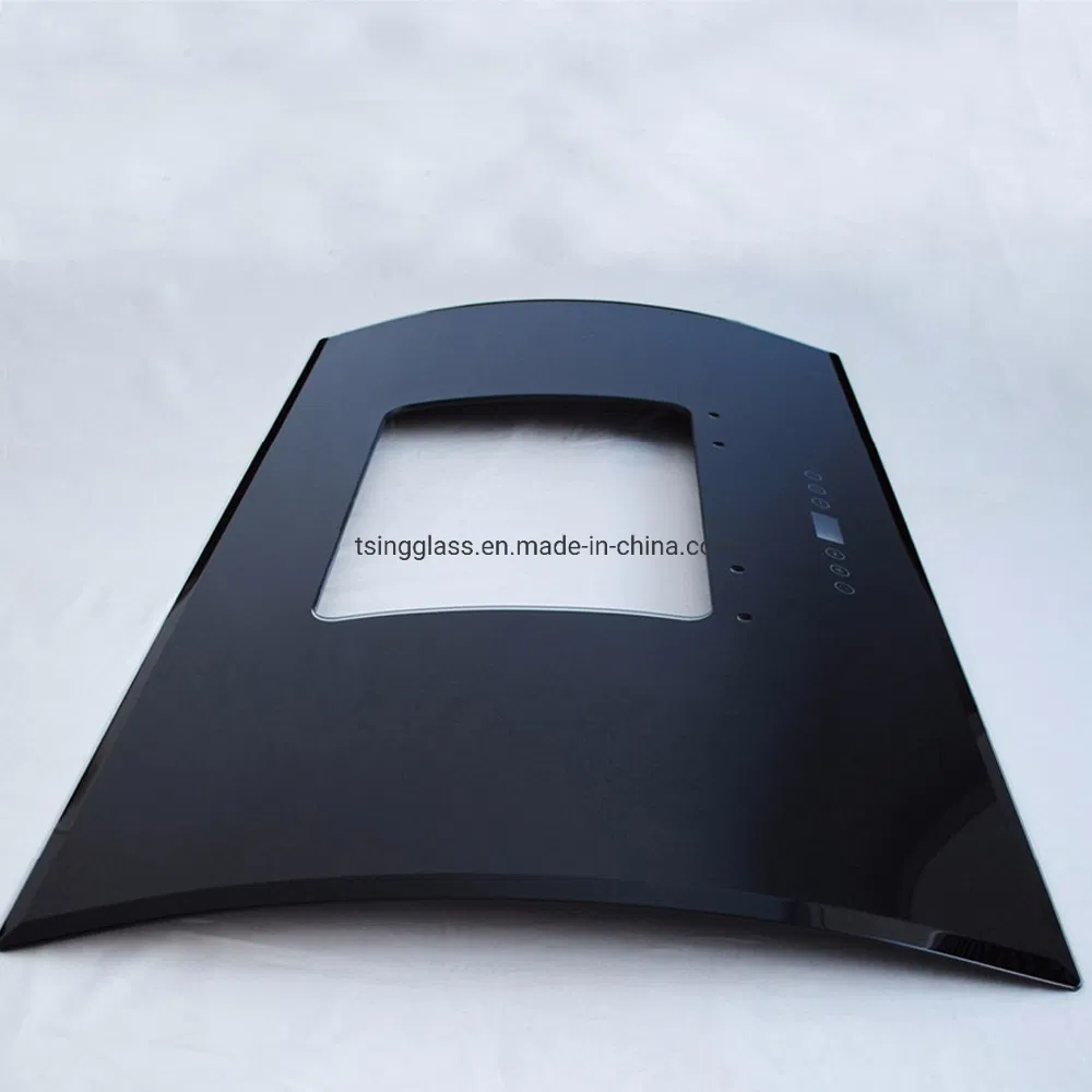 Silk Screen Printing Panels Glass for Range Hood Front Panel Glass for Smart Touch Range Hood Curved Tempered Glass