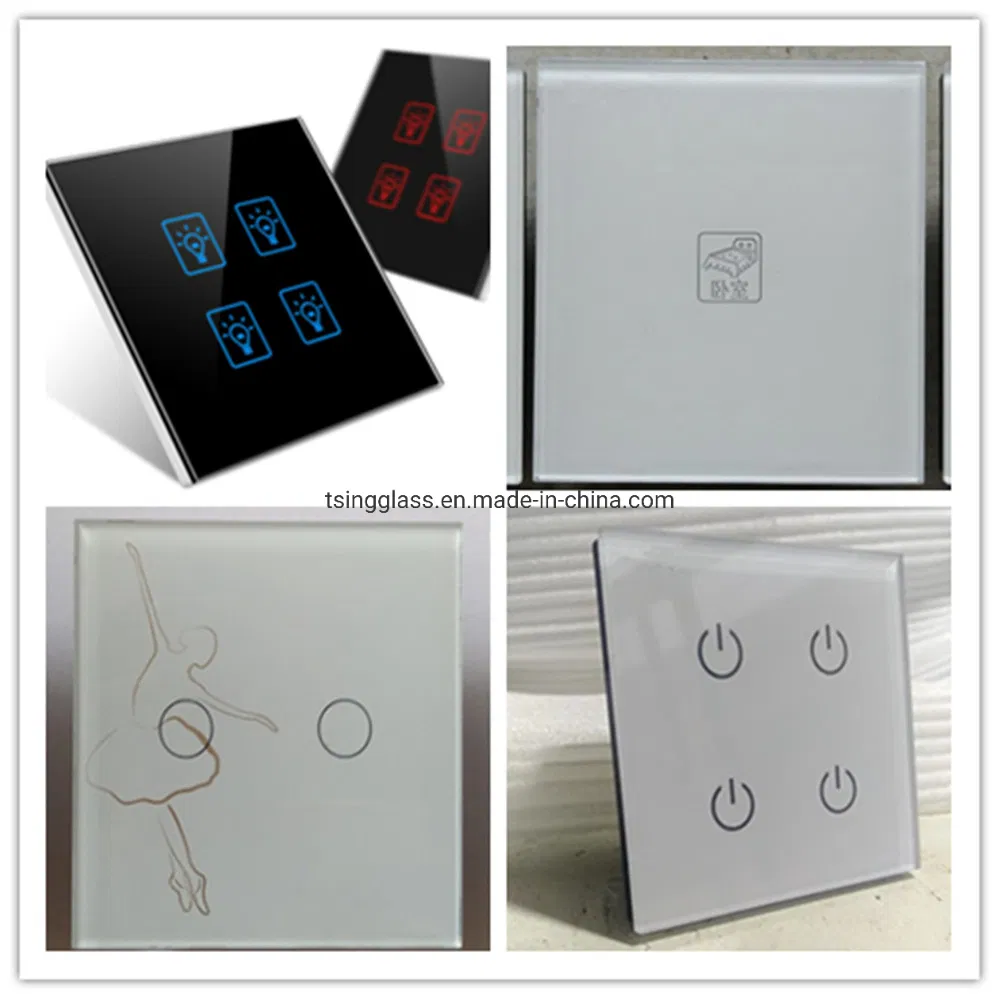 Tempered Silk Screen Glass Frame with Printing Printed for Light Switch Ultra Clear Glass