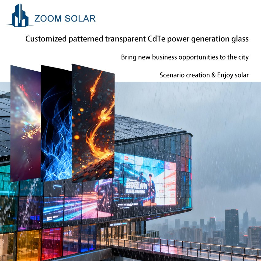 Zoom Solar New 8mm Laminated Immersive Photovoltaic Glass Curtain Wall for Indoor Outdoor BIPV Facade Applications