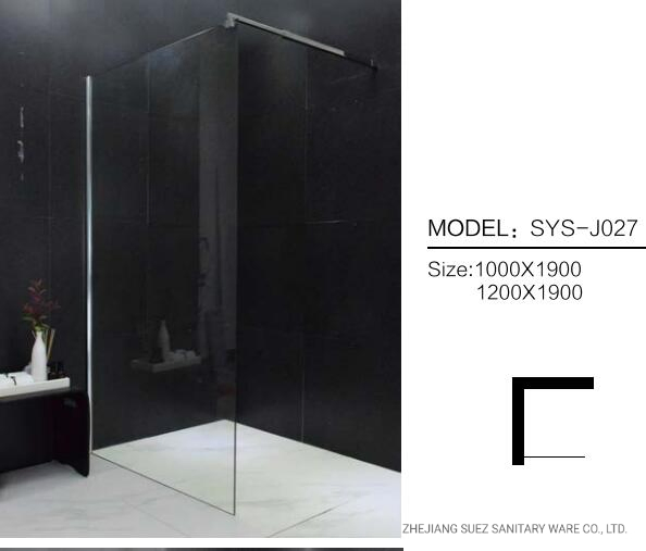 Hot Sales Walk in Shower Screen 100*H190cm, U Channel Alloy Wall Fixed, 8mm THK Upscale Toughened Glass with Ss Support Holder, Strict CE Pass