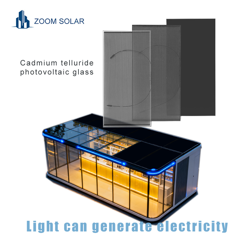 Custom Zoom Solar Anti Shading Rainproof Cdte BIPV Power Generation Glass for Smart Store Facade and Roof Integrated Photovoltaic System