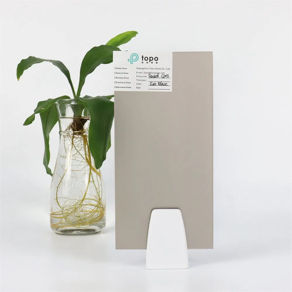 4mm-12mm Light Brown Frosted Satin Acid Etched Glass for Privacy (FG-TP)