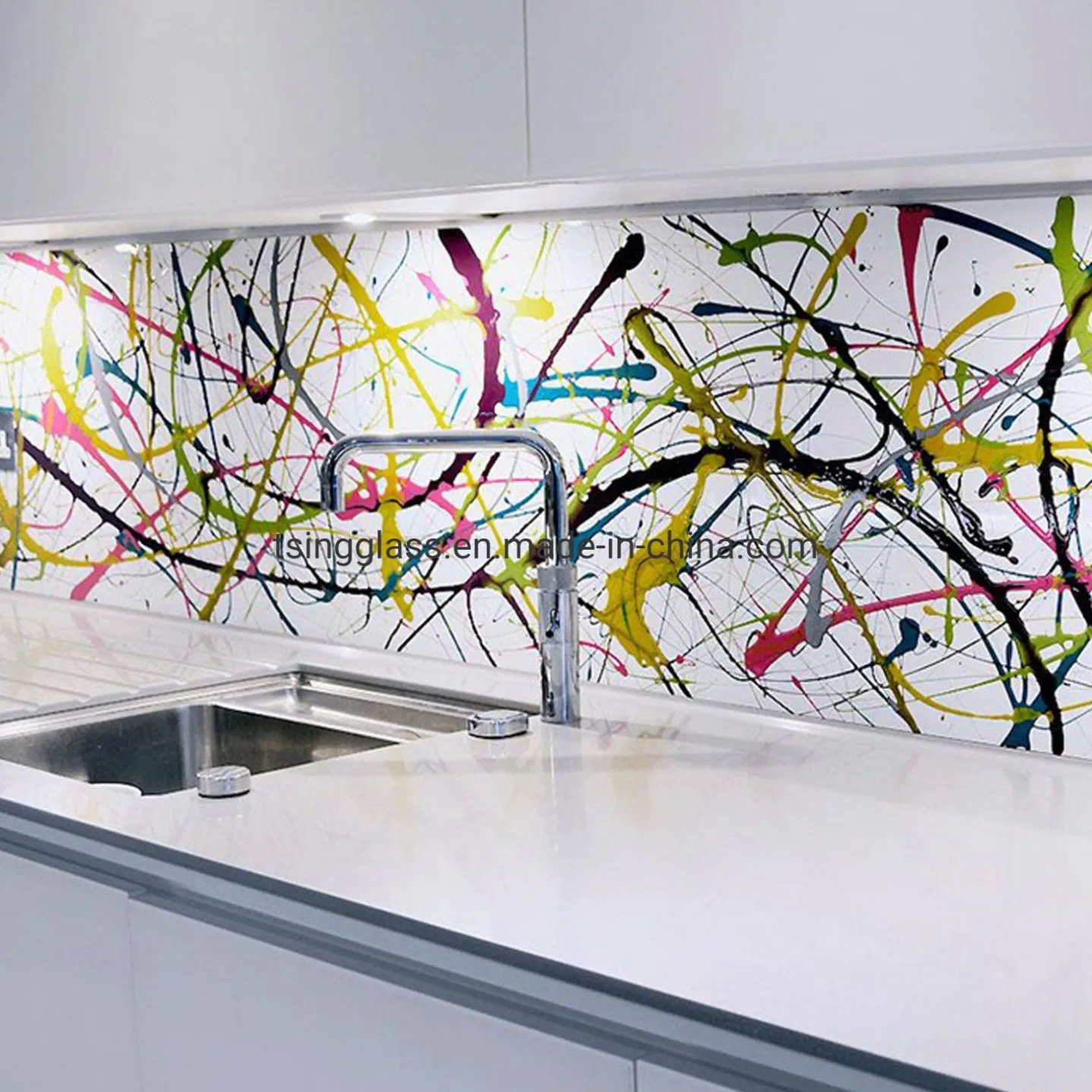 3D Digital Printed /Print /Silk Screen Printed/Ceramic Frit Printing Frosted /Art Print Decorative Tempered Panels Glass Gas Stove Gas Cooker Kitchen Splashback