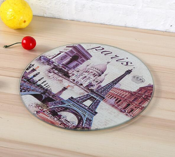 Digital Print Glass with Lead-Free Imported Ink /Round Shape Glass Cutting Board Best Price
